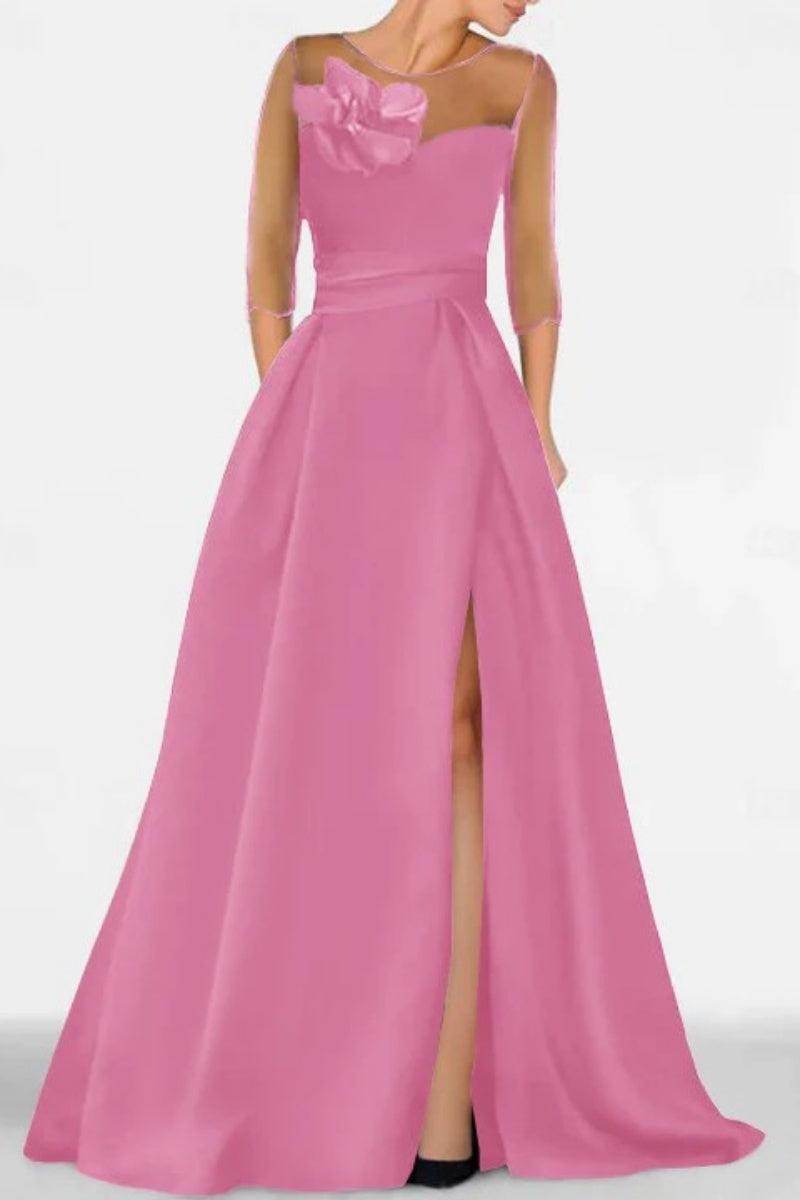 A Line Sweetheart 3/4 Sleeves High Split Mother Dresses CM0338 - COCOMELODY