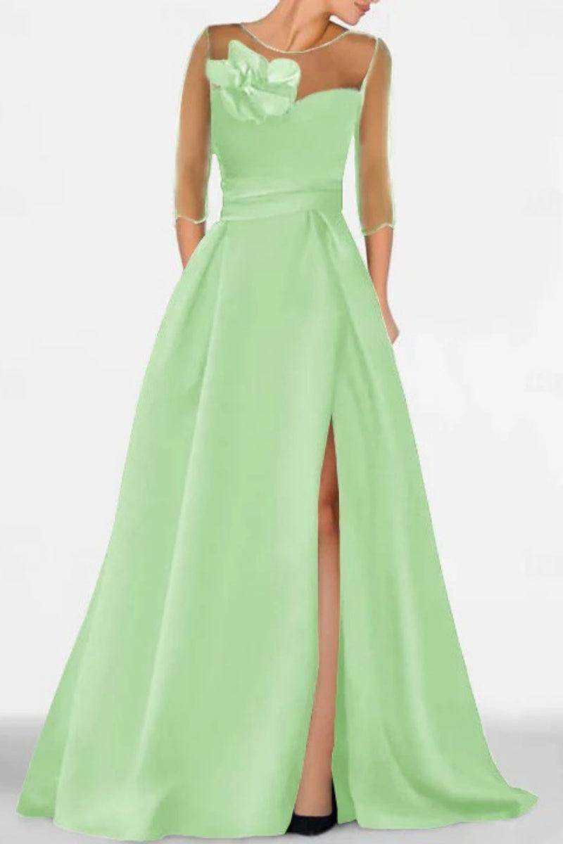 A Line Sweetheart 3/4 Sleeves High Split Mother Dresses CM0338 - COCOMELODY