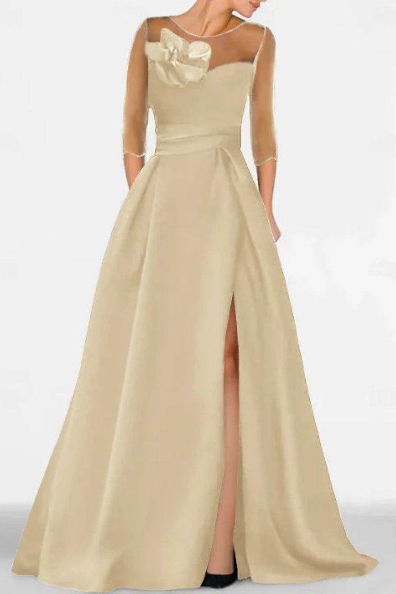 A Line Sweetheart 3/4 Sleeves High Split Mother Dresses CM0338 - COCOMELODY