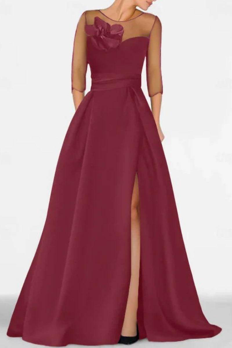 A Line Sweetheart 3/4 Sleeves High Split Mother Dresses CM0338 - COCOMELODY
