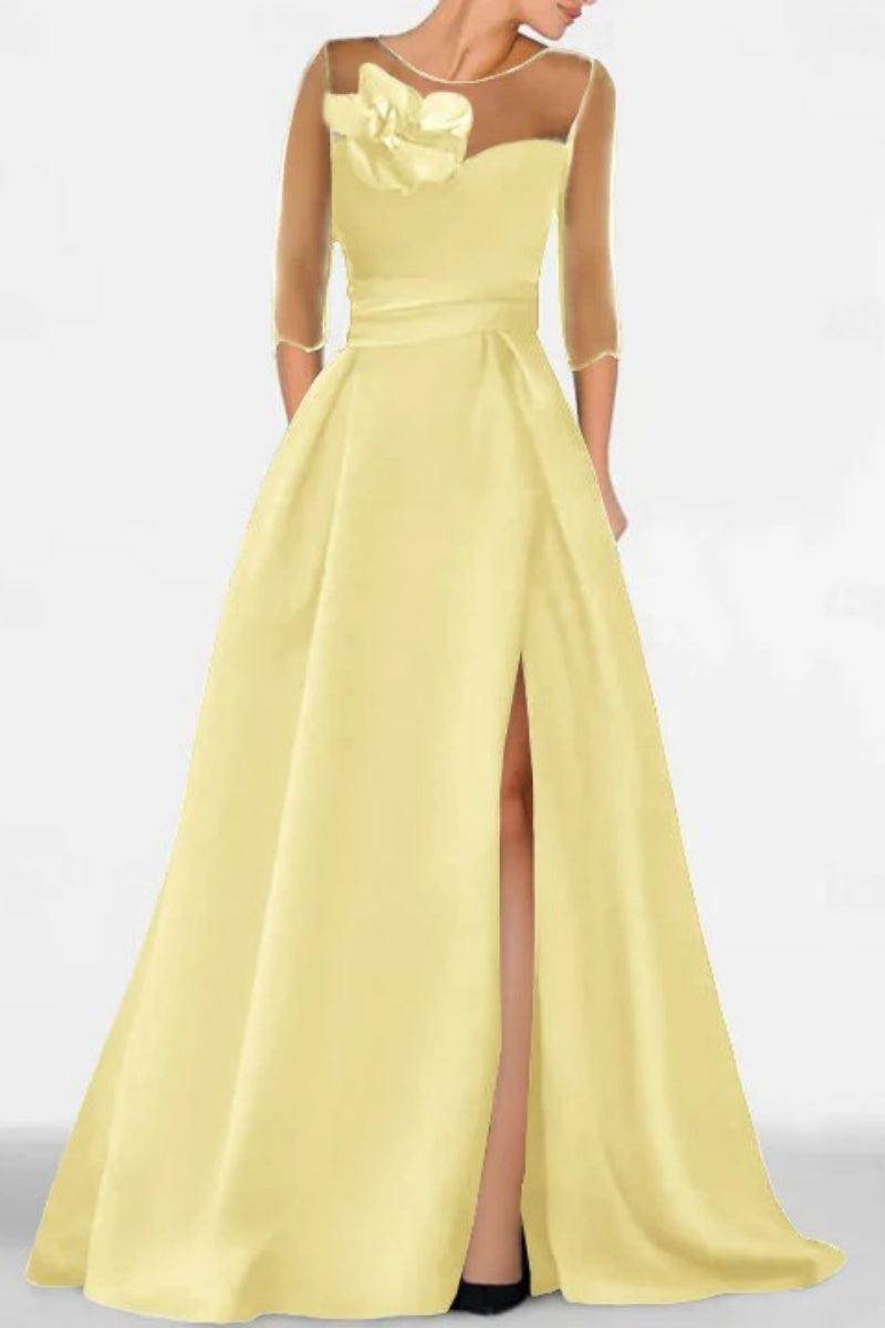 A Line Sweetheart 3/4 Sleeves High Split Mother Dresses CM0338 - COCOMELODY