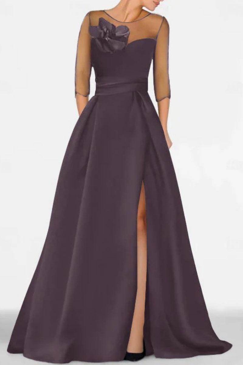 A Line Sweetheart 3/4 Sleeves High Split Mother Dresses CM0338 - COCOMELODY