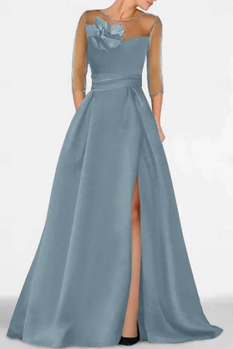 A Line Sweetheart 3/4 Sleeves High Split Mother Dresses CM0338 - COCOMELODY
