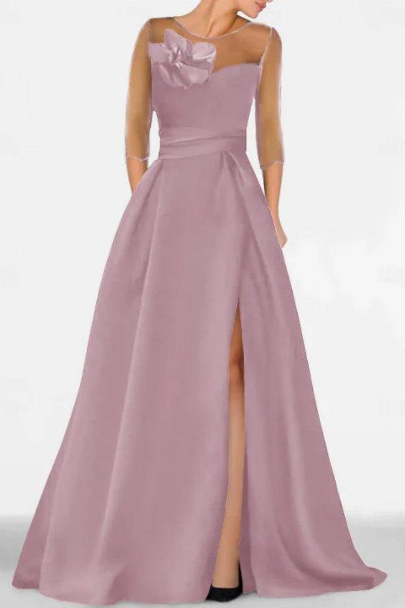 A Line Sweetheart 3/4 Sleeves High Split Mother Dresses CM0338 - COCOMELODY