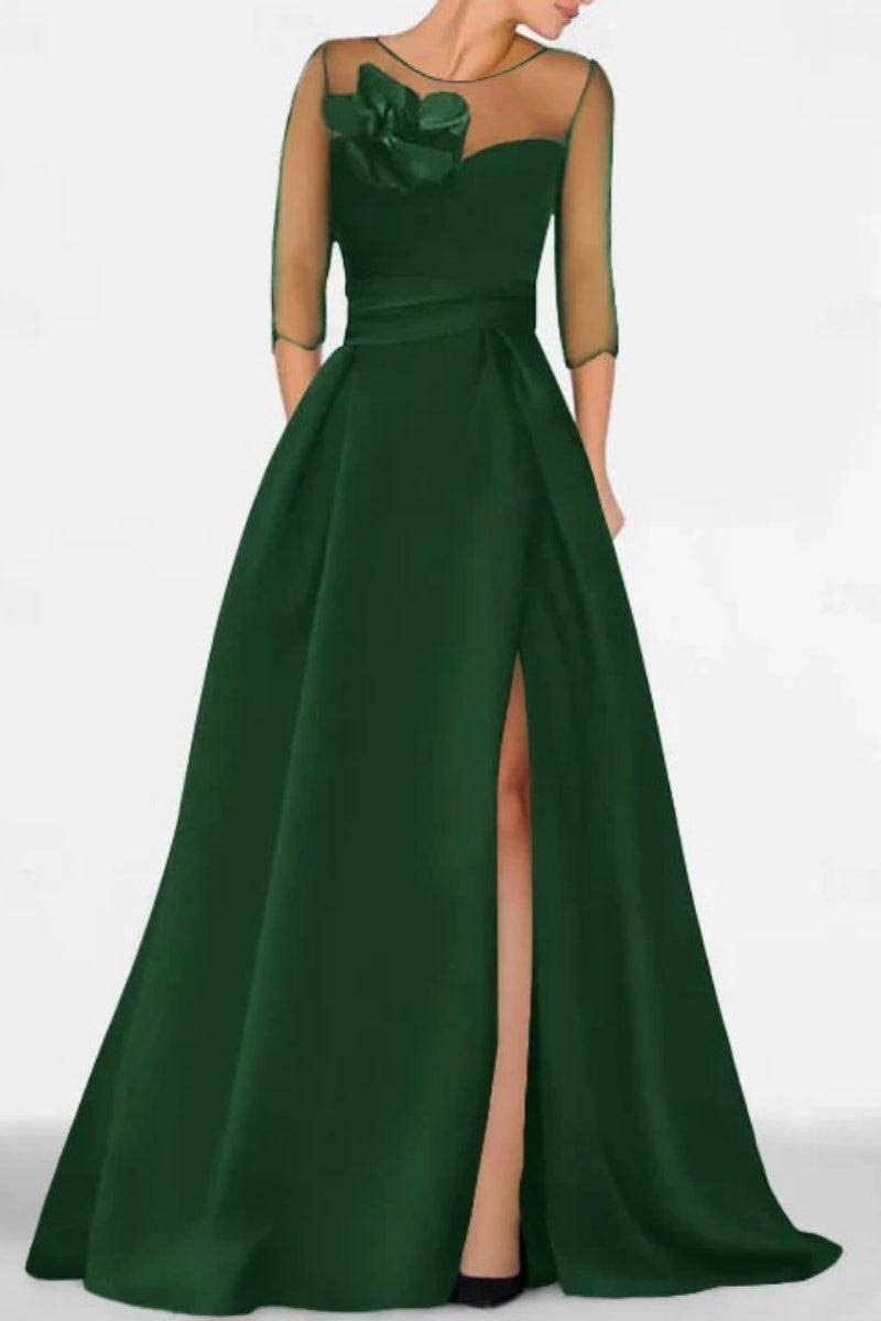 A Line Sweetheart 3/4 Sleeves High Split Mother Dresses CM0338 - COCOMELODY