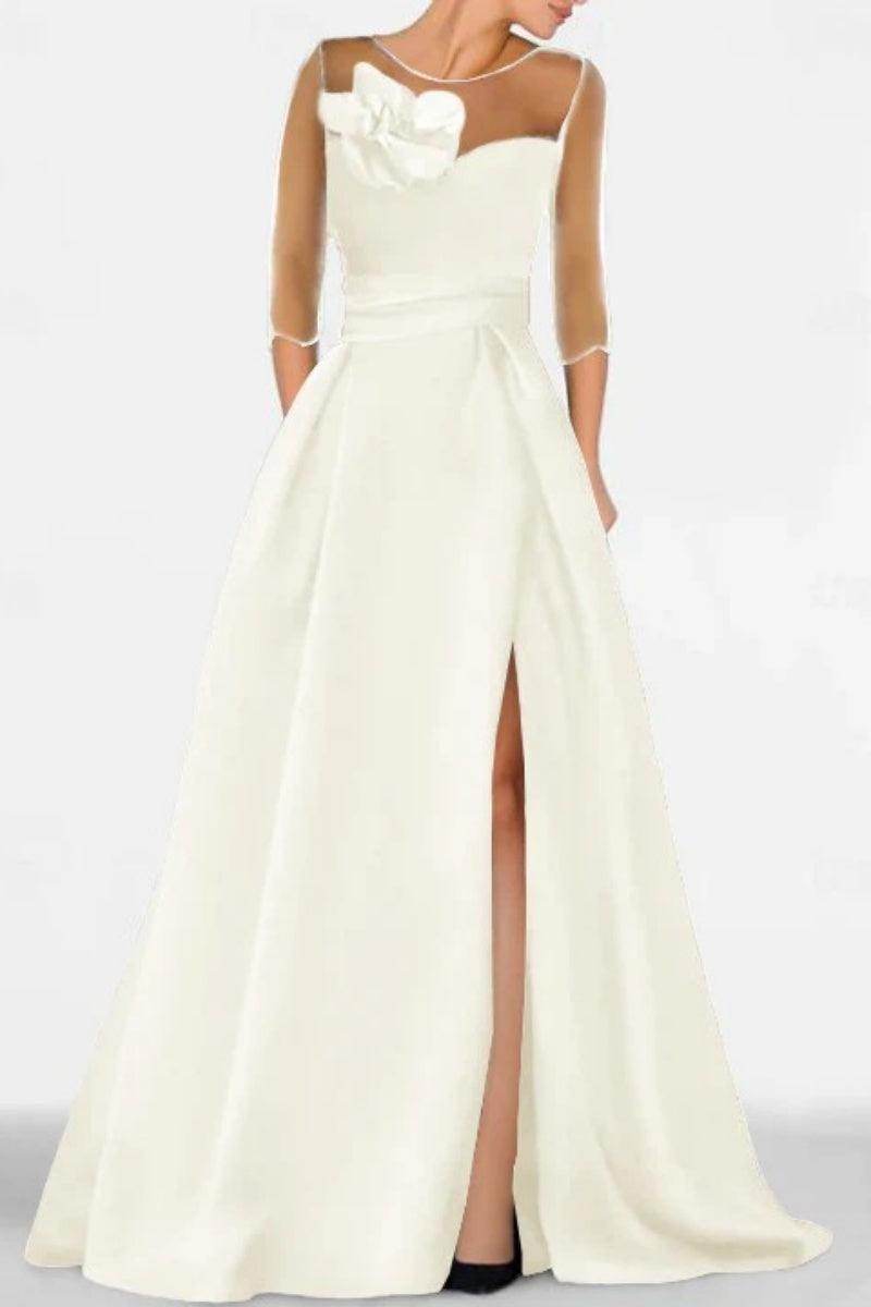 A Line Sweetheart 3/4 Sleeves High Split Mother Dresses CM0338 - COCOMELODY
