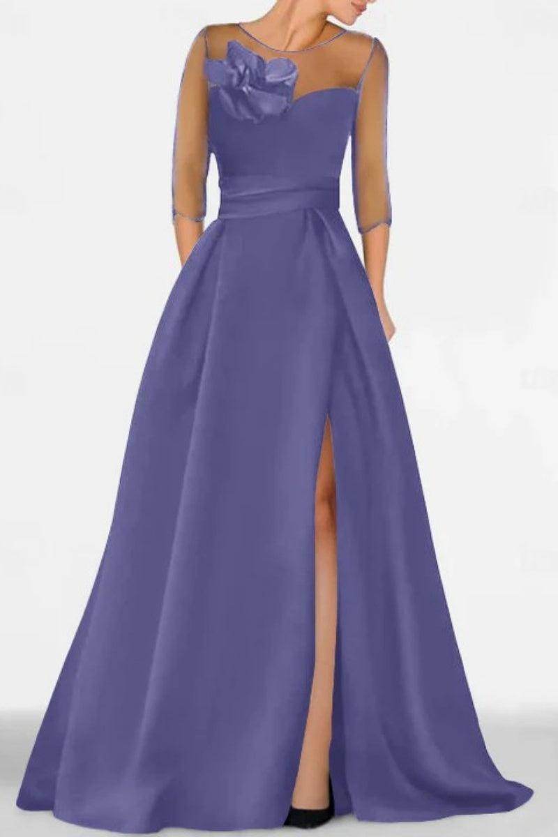 A Line Sweetheart 3/4 Sleeves High Split Mother Dresses CM0338 - COCOMELODY