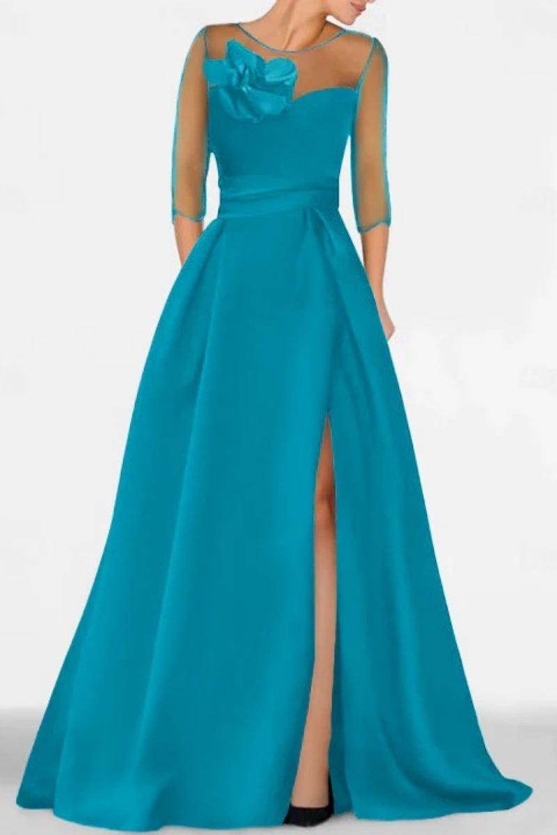 A Line Sweetheart 3/4 Sleeves High Split Mother Dresses CM0338 - COCOMELODY