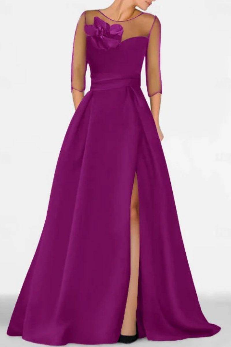 A Line Sweetheart 3/4 Sleeves High Split Mother Dresses CM0338 - COCOMELODY