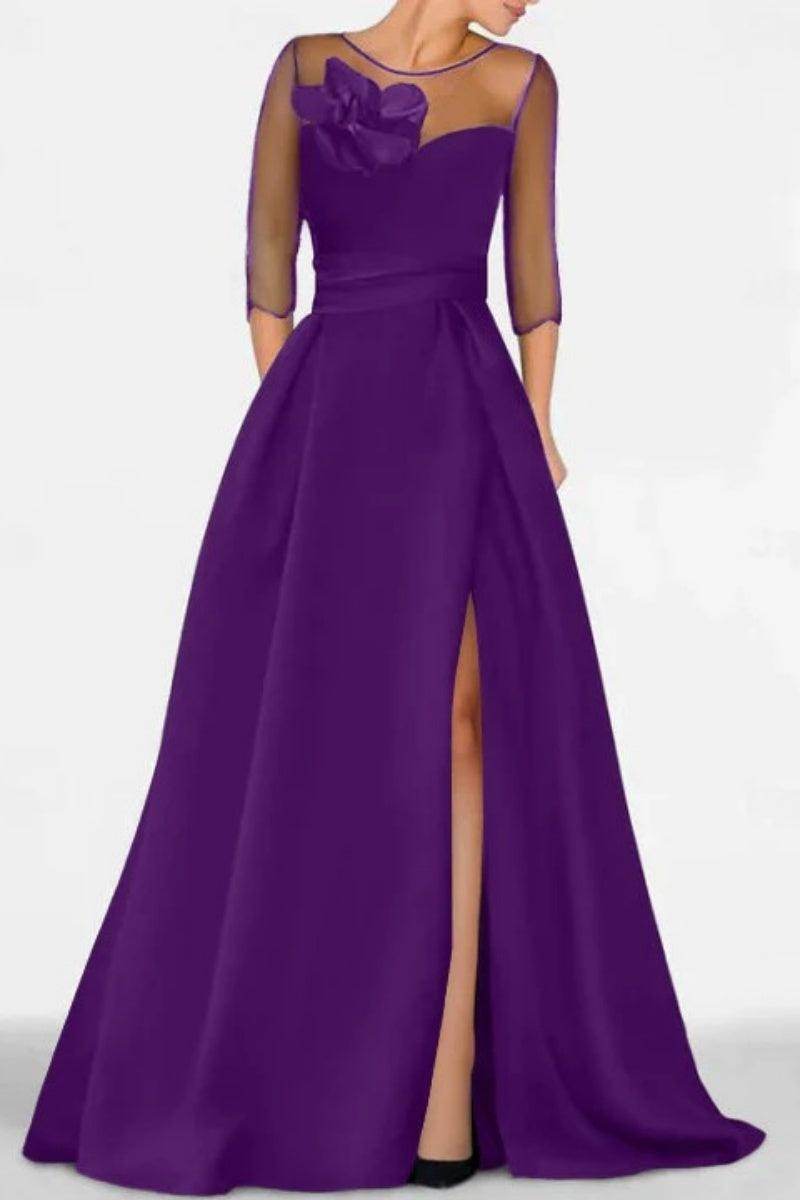 A Line Sweetheart 3/4 Sleeves High Split Mother Dresses CM0338 - COCOMELODY