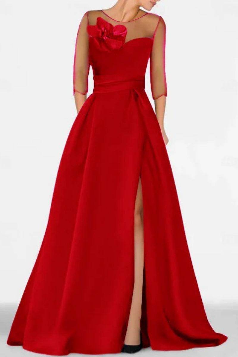 A Line Sweetheart 3/4 Sleeves High Split Mother Dresses CM0338 - COCOMELODY