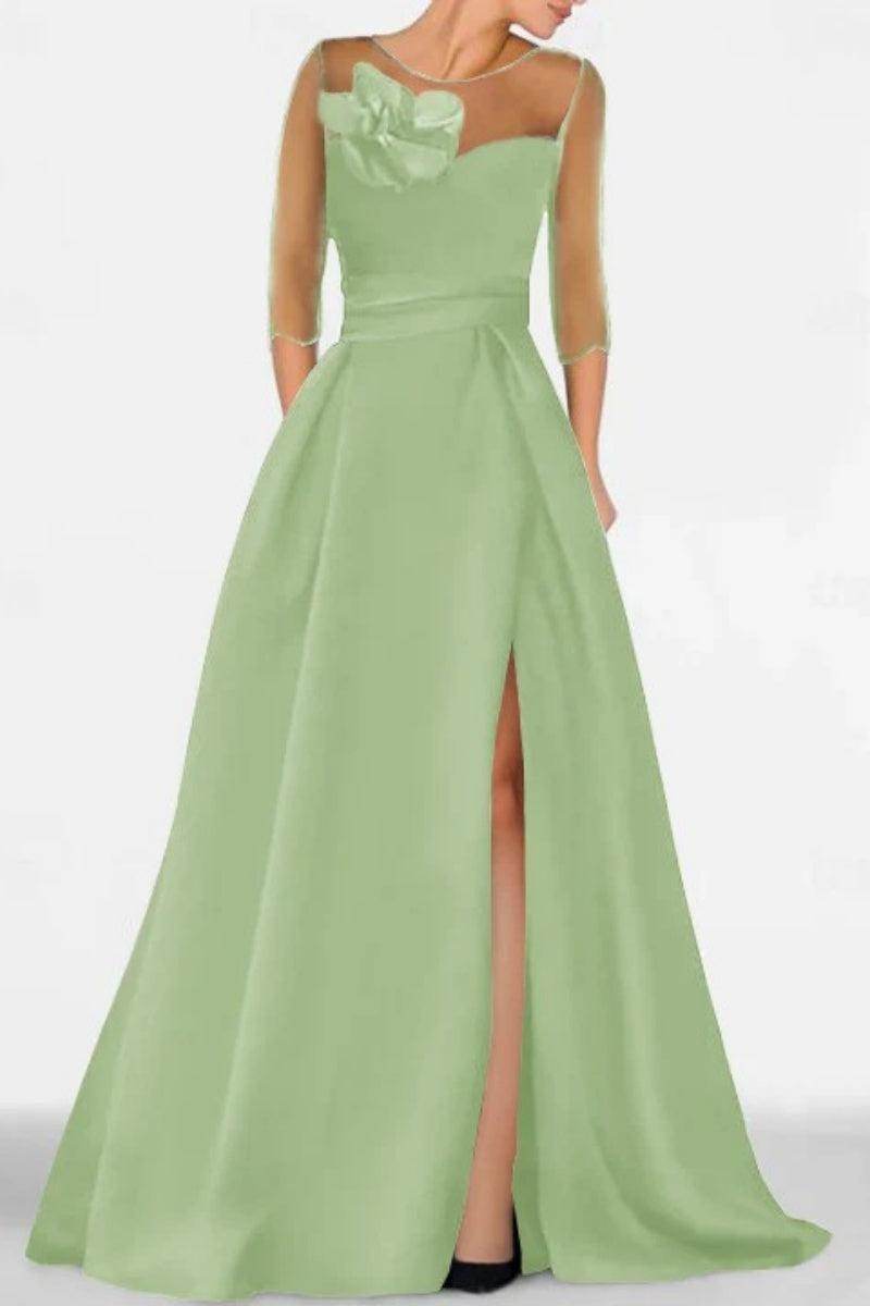 A Line Sweetheart 3/4 Sleeves High Split Mother Dresses CM0338 - COCOMELODY