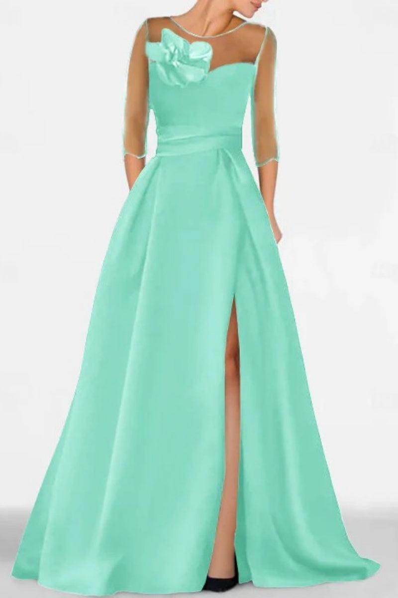 A Line Sweetheart 3/4 Sleeves High Split Mother Dresses CM0338 - COCOMELODY