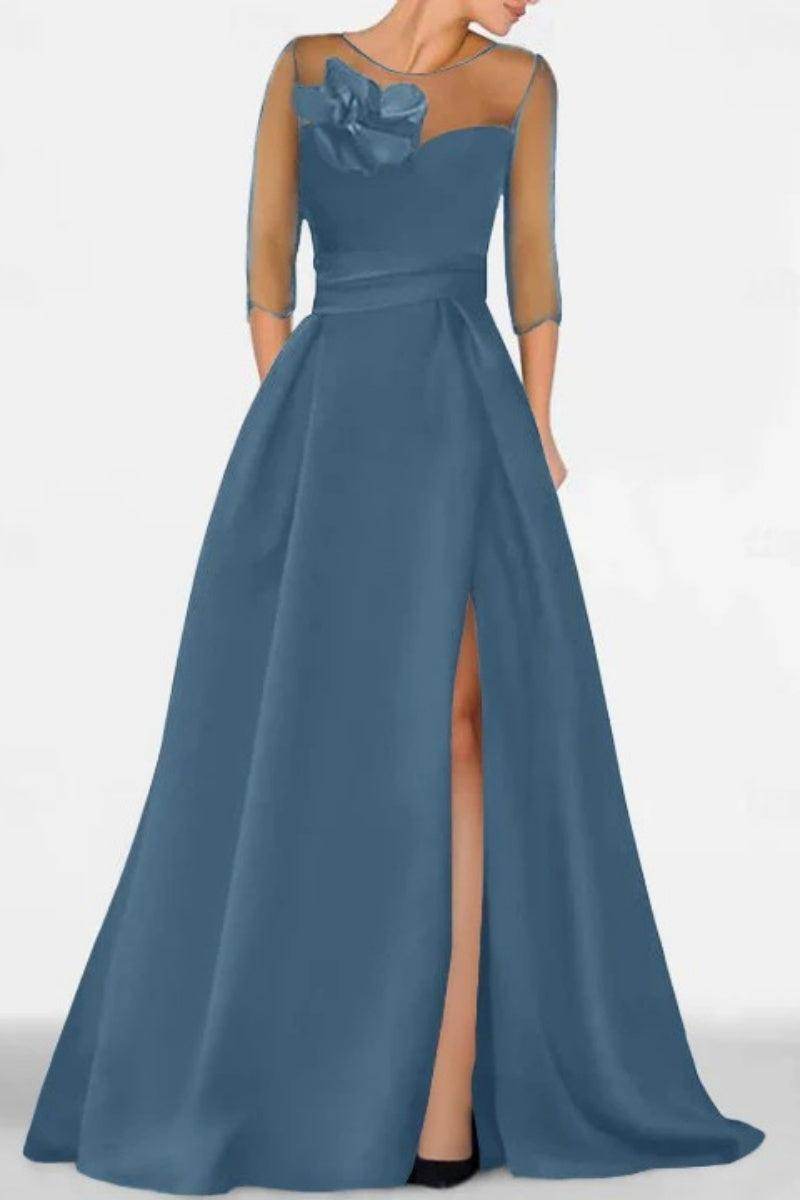 A Line Sweetheart 3/4 Sleeves High Split Mother Dresses CM0338 - COCOMELODY