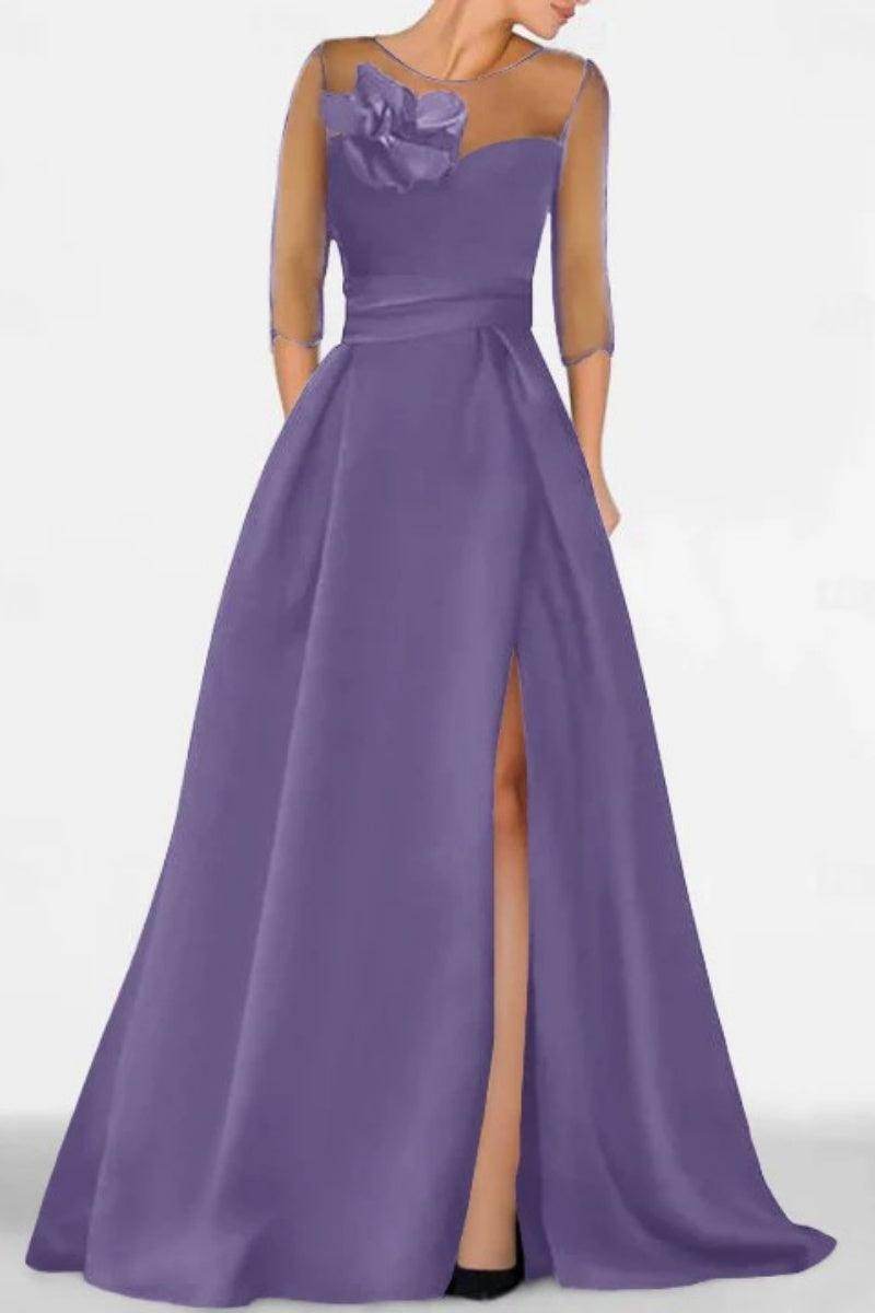 A Line Sweetheart 3/4 Sleeves High Split Mother Dresses CM0338 - COCOMELODY