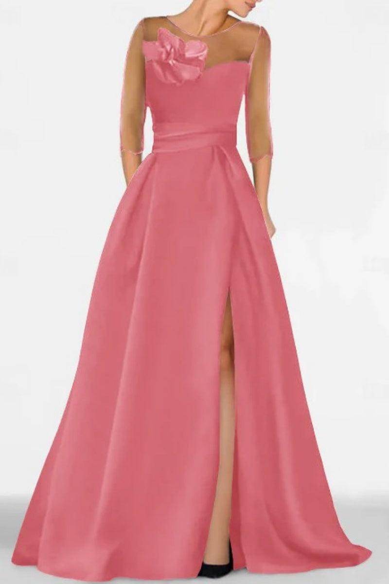 A Line Sweetheart 3/4 Sleeves High Split Mother Dresses CM0338 - COCOMELODY