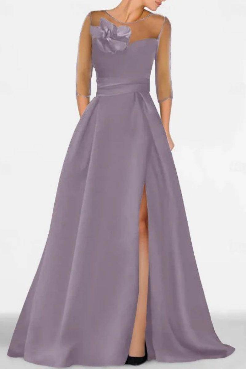A Line Sweetheart 3/4 Sleeves High Split Mother Dresses CM0338 - COCOMELODY