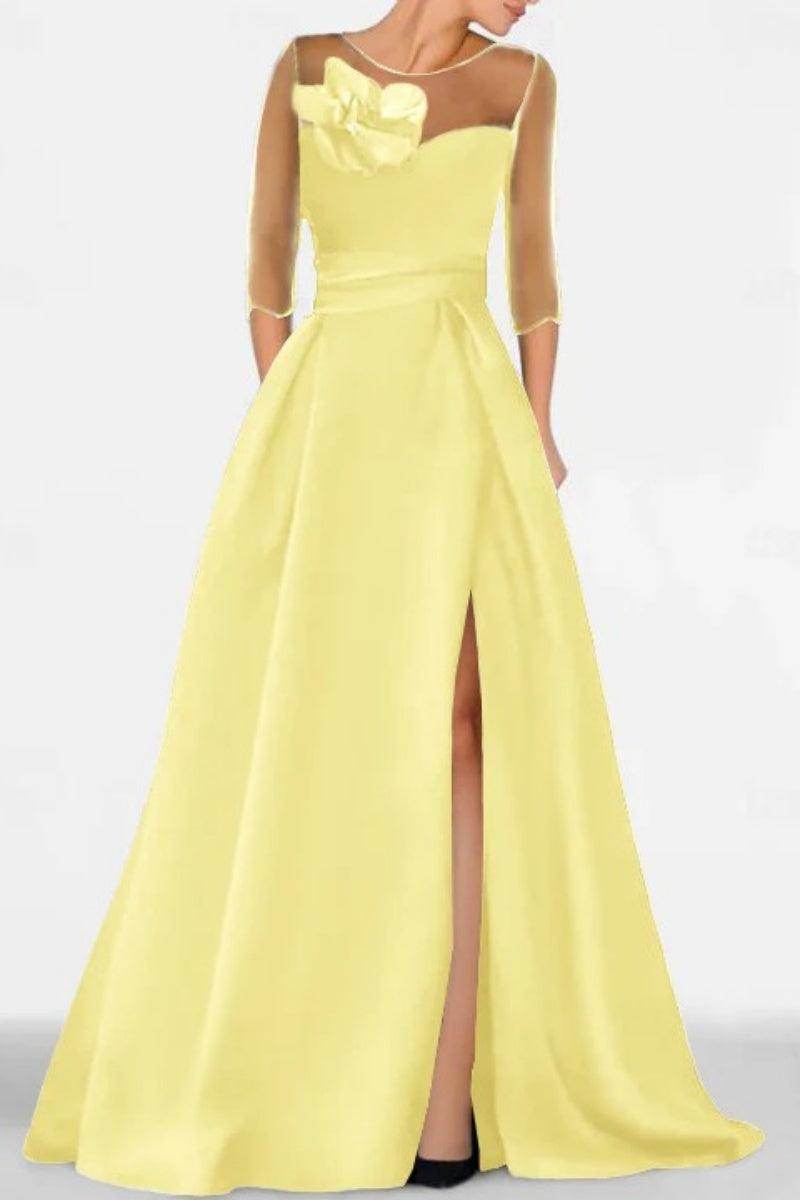A Line Sweetheart 3/4 Sleeves High Split Mother Dresses CM0338 - COCOMELODY