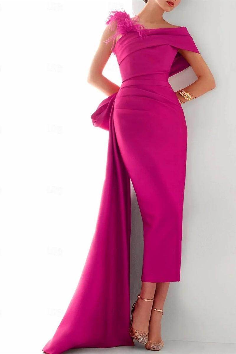 One Shoulder Evening Gown Satin Mother Of The Bride Dresses CM0340 - COCOMELODY