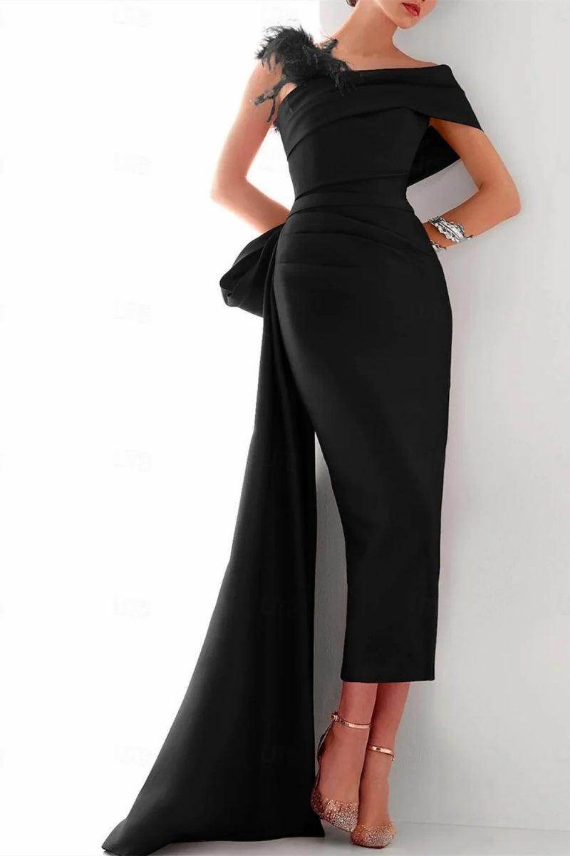 black one shoulder mother of the bride dress Azazie Easton