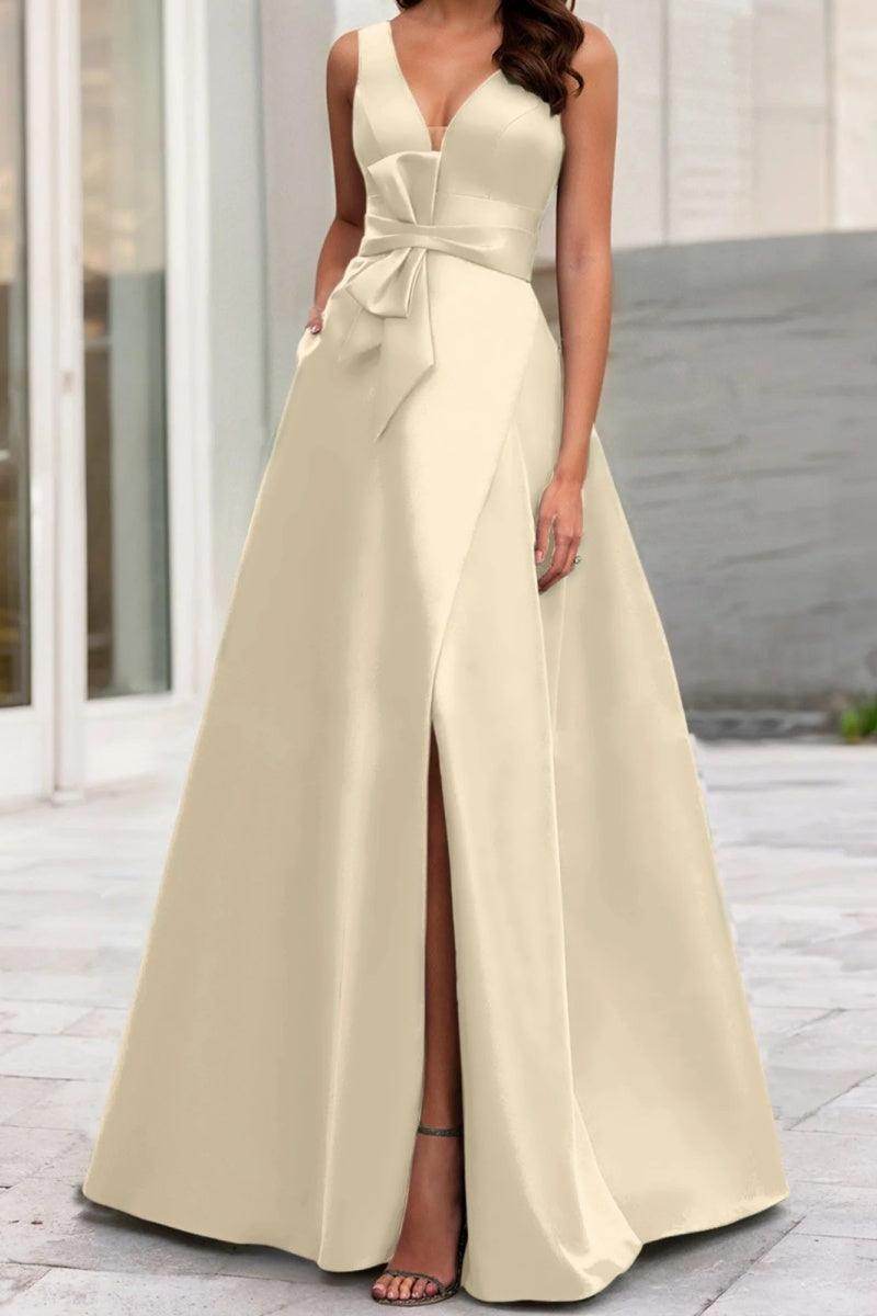 A Line V Neck Sleeveless Mother Of The Bride Dresses CM0341 - COCOMELODY