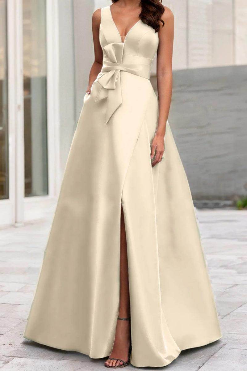 A Line V Neck Sleeveless Mother Of The Bride Dresses CM0341 - COCOMELODY