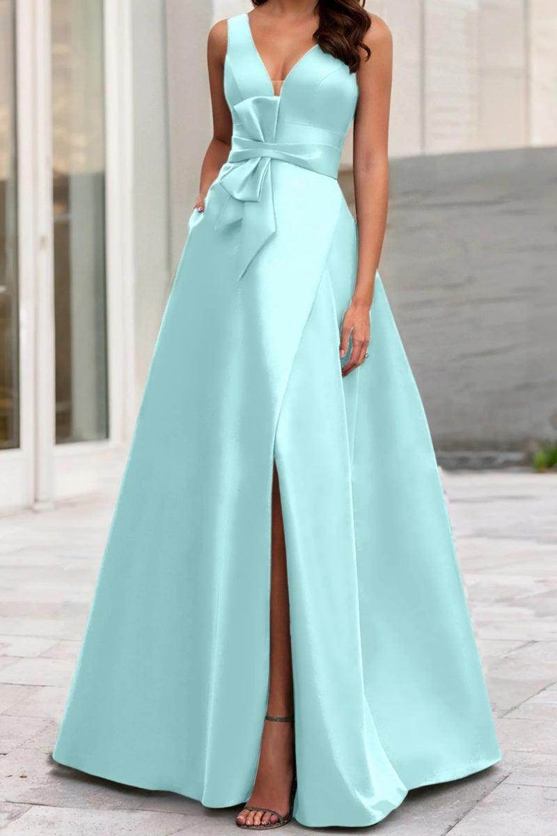 A Line V Neck Sleeveless Mother Of The Bride Dresses CM0341 - COCOMELODY