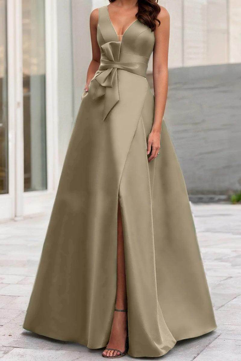 A Line V Neck Sleeveless Mother Of The Bride Dresses CM0341 - COCOMELODY