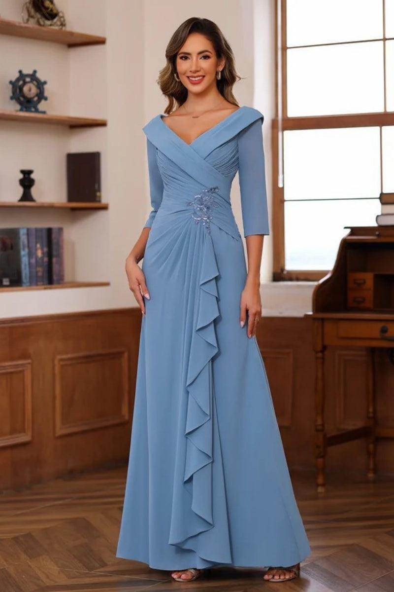 Sheath-Column Floor Length Chiffon Mother of the Bride Dresses COCOMELODY CM0345, Dark Purple Sheath-Column Floor Length Chiffon Mother of the Bride Dresses COCOMELODY CM0345, Dark Purple