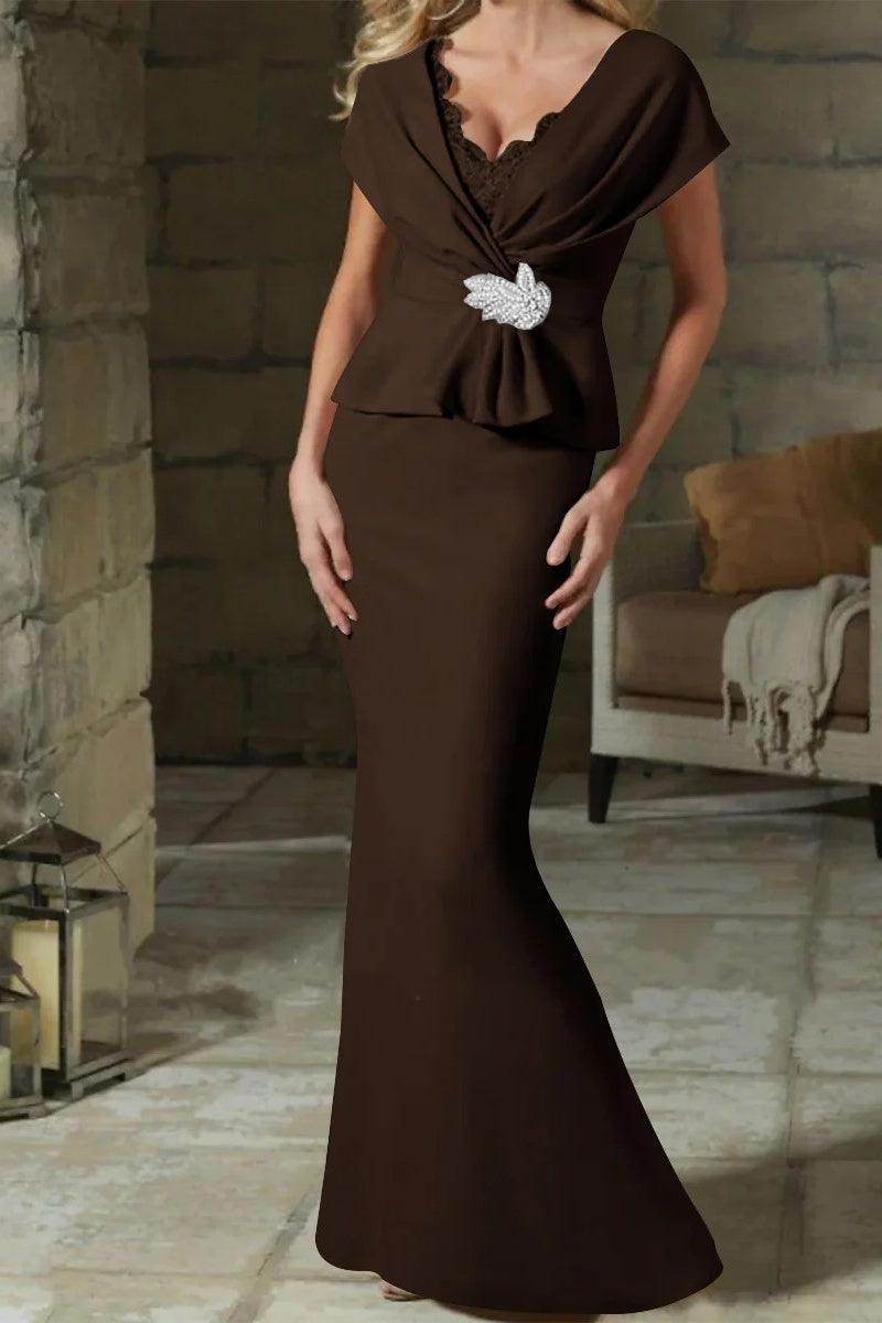 Sheath Column V Neck Mother of the Bride Dresses with Belt CM0346 - COCOMELODY
