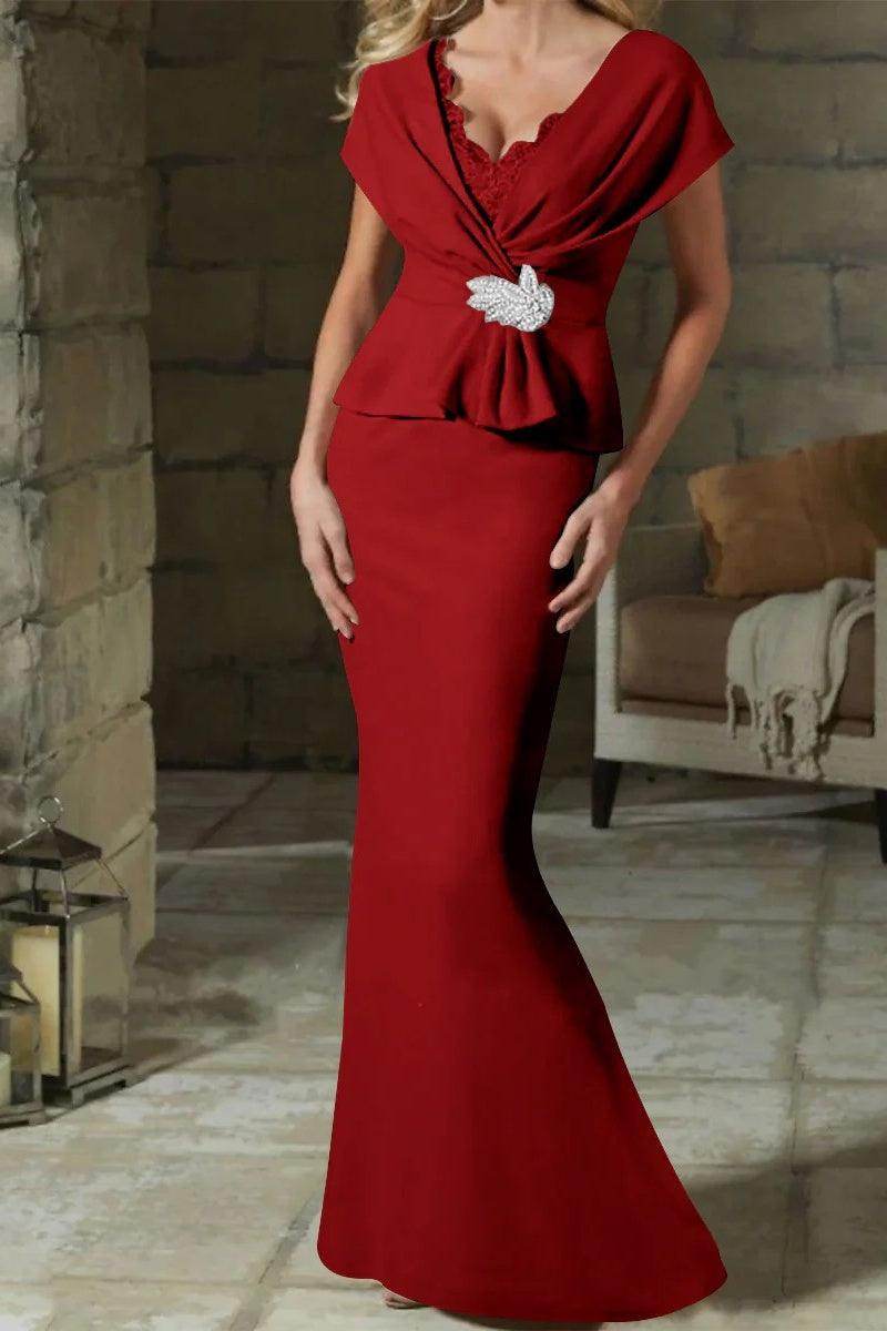 Sheath Column V Neck Mother of the Bride Dresses with Belt CM0346 - COCOMELODY