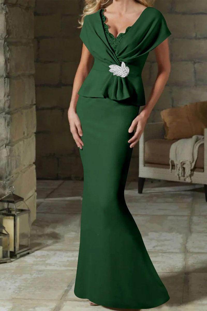 Sheath Column V Neck Mother of the Bride Dresses with Belt CM0346 - COCOMELODY