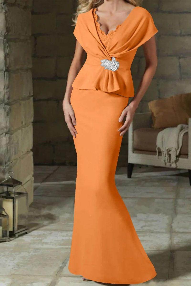 Sheath Column V Neck Mother of the Bride Dresses with Belt CM0346 - COCOMELODY