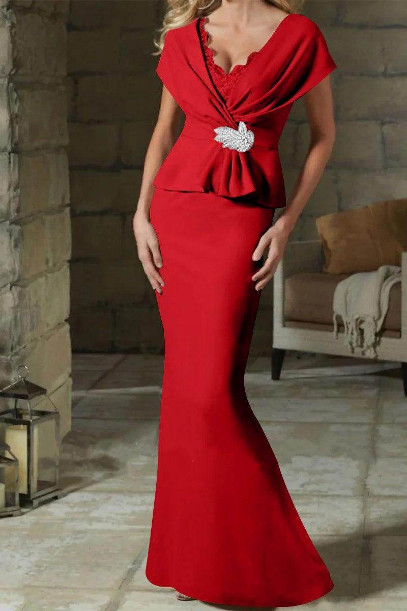Sheath Column V Neck Mother of the Bride Dresses with Belt CM0346 - COCOMELODY