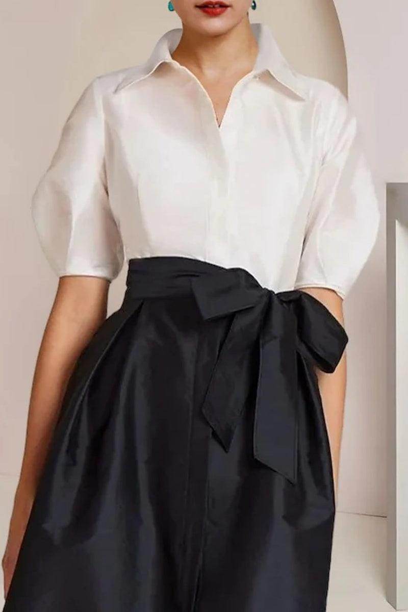 A Line Shirt Collar Short Sleeves Floor Length 2 pieces Mother Dresses CM0347 - COCOMELODY