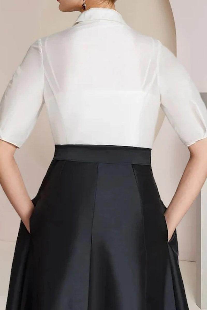 A Line Shirt Collar Short Sleeves Floor Length 2 pieces Mother Dresses CM0347 - COCOMELODY