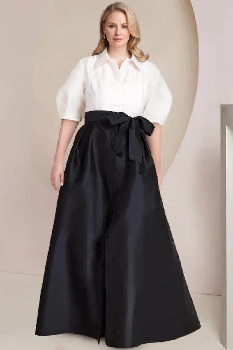 A Line Shirt Collar Short Sleeves Floor Length 2 pieces Mother Dresses CM0347 - COCOMELODY