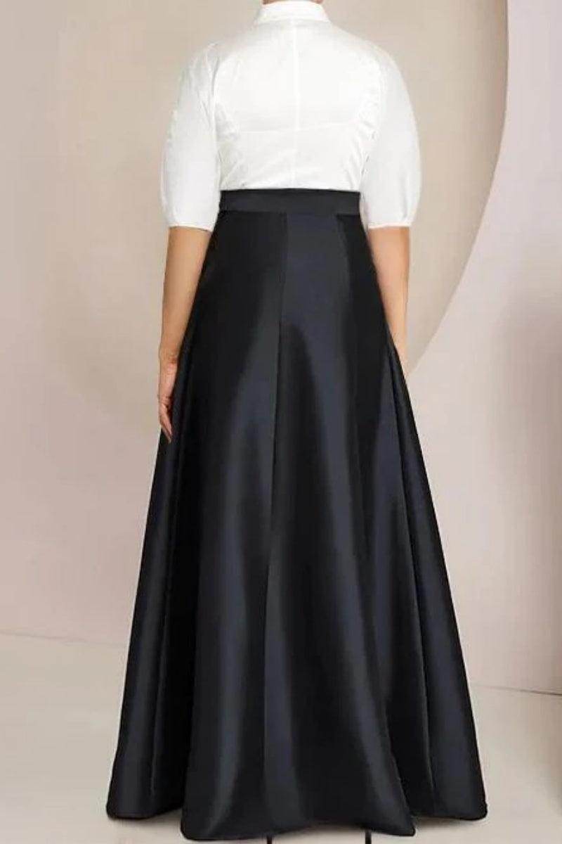 A Line Shirt Collar Short Sleeves Floor Length 2 pieces Mother Dresses CM0347 - COCOMELODY