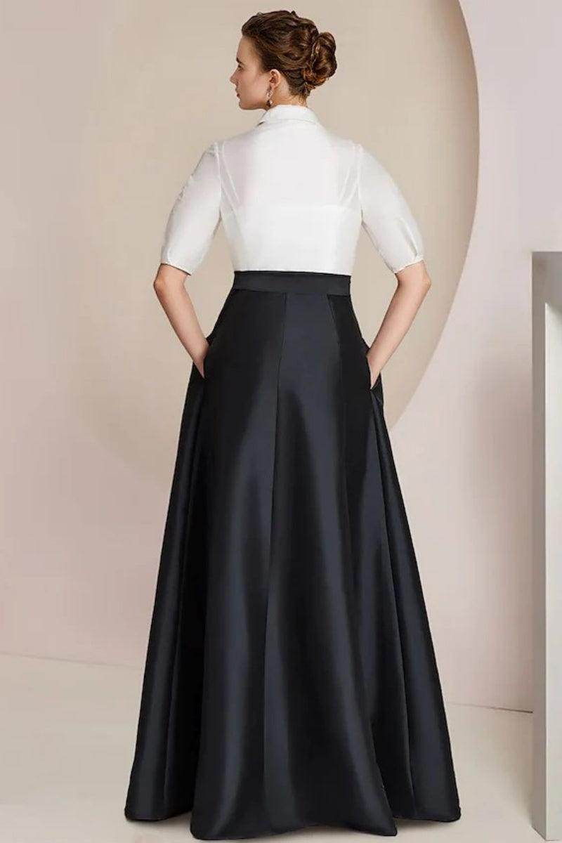A Line Shirt Collar Short Sleeves Floor Length 2 pieces Mother Dresses CM0347 - COCOMELODY