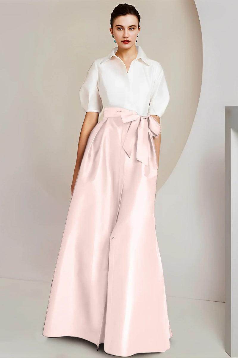 A Line Shirt Collar Short Sleeves Floor Length 2 pieces Mother Dresses CM0347 - COCOMELODY