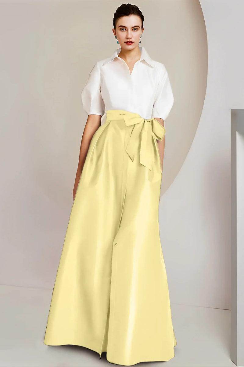 A Line Shirt Collar Short Sleeves Floor Length 2 pieces Mother Dresses CM0347 - COCOMELODY