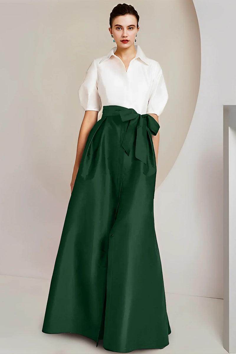 A Line Shirt Collar Short Sleeves Floor Length 2 pieces Mother Dresses CM0347 - COCOMELODY