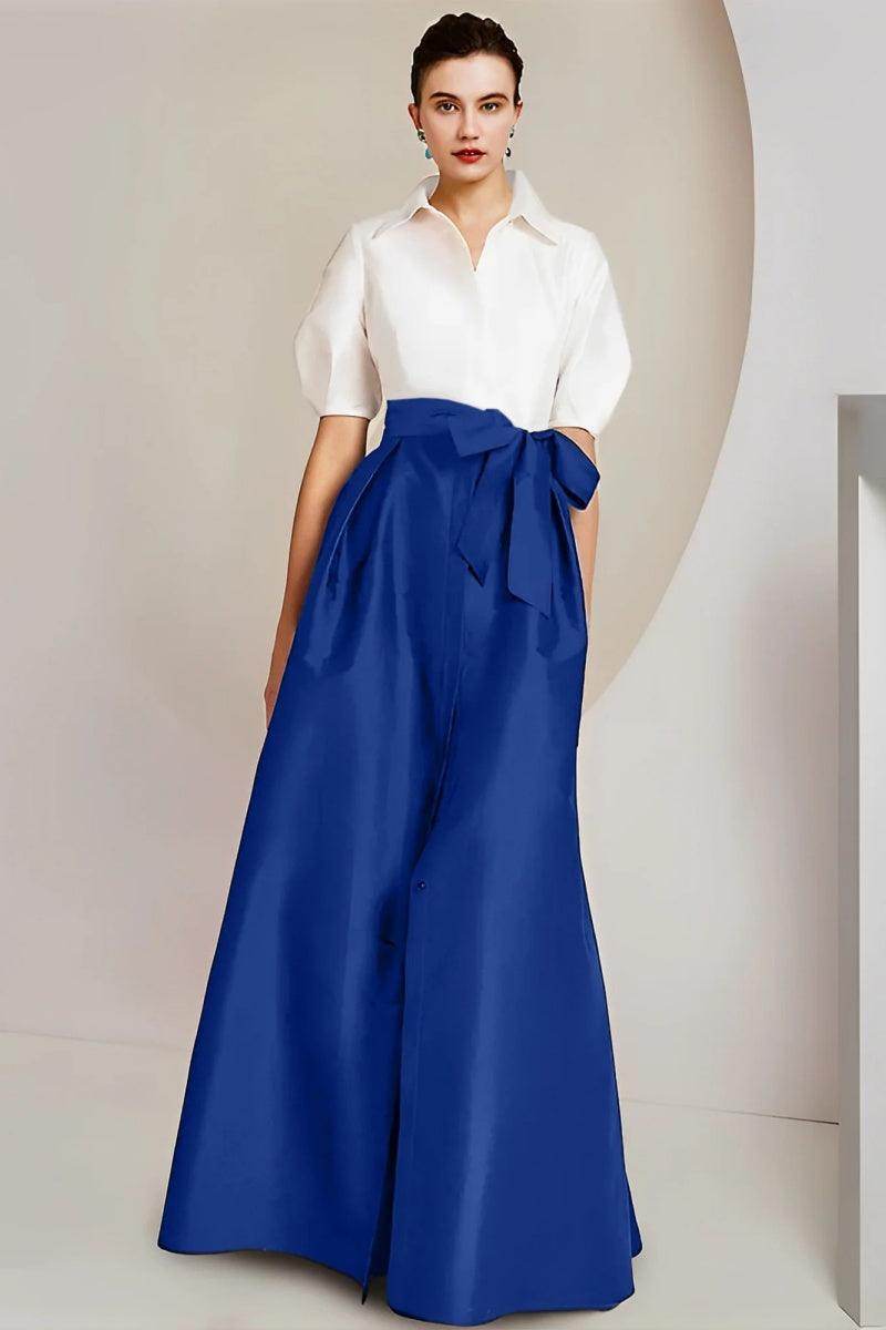 A Line Shirt Collar Short Sleeves Floor Length 2 pieces Mother Dresses CM0347 - COCOMELODY