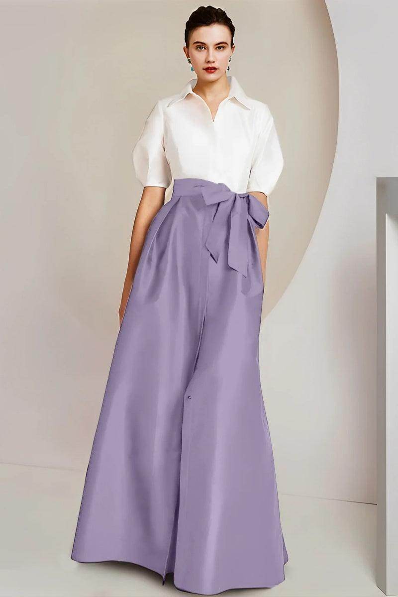 A Line Shirt Collar Short Sleeves Floor Length 2 pieces Mother Dresses CM0347 - COCOMELODY
