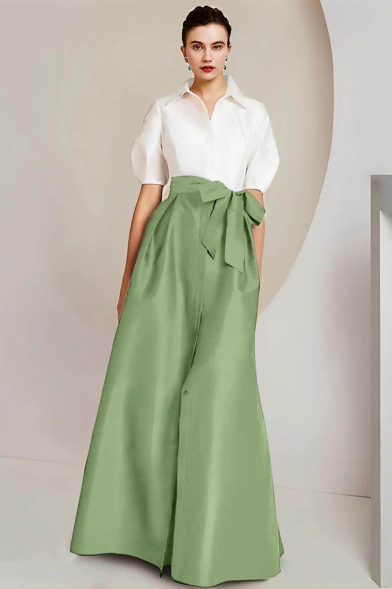 A Line Shirt Collar Short Sleeves Floor Length 2 pieces Mother Dresses CM0347 - COCOMELODY