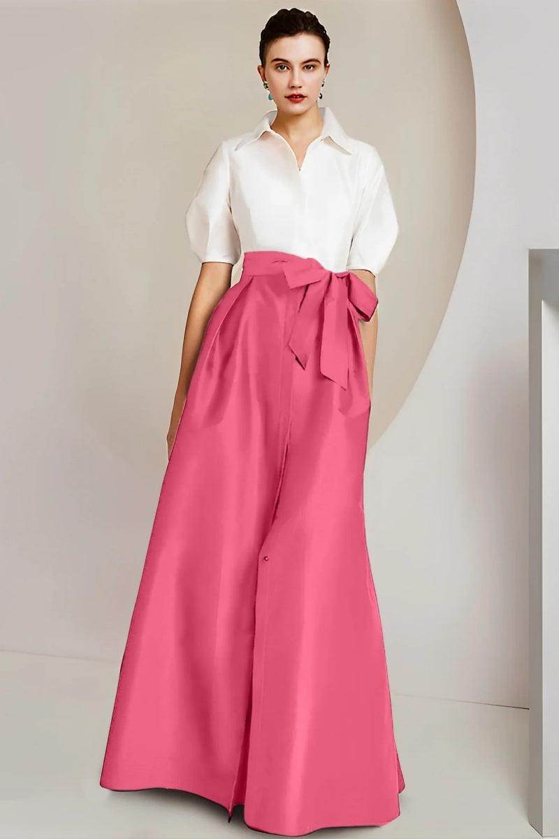 A Line Shirt Collar Short Sleeves Floor Length 2 pieces Mother Dresses CM0347 - COCOMELODY