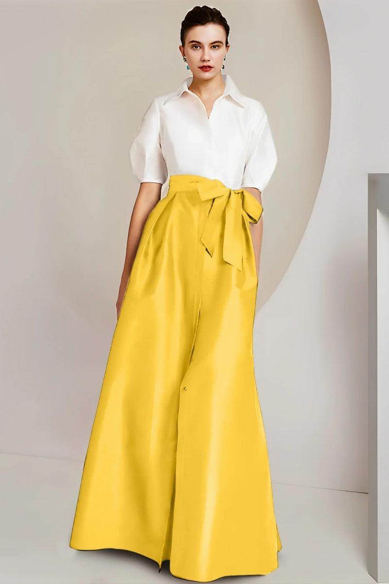 A Line Shirt Collar Short Sleeves Floor Length 2 pieces Mother Dresses CM0347 - COCOMELODY