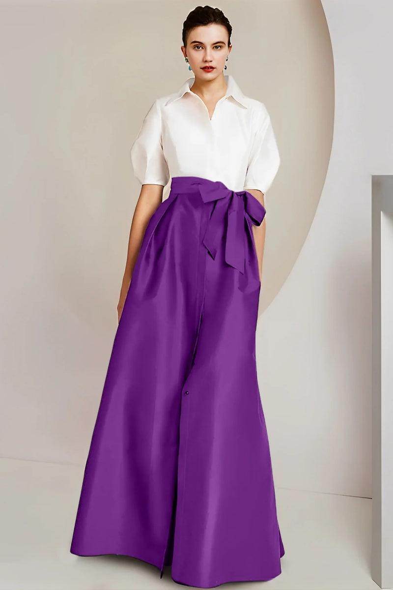 A Line Shirt Collar Short Sleeves Floor Length 2 pieces Mother Dresses CM0347 - COCOMELODY