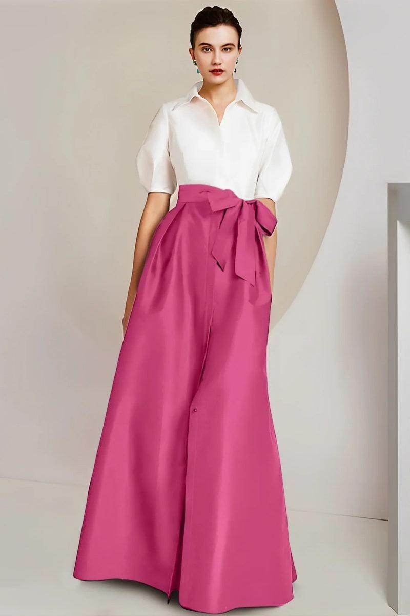 A Line Shirt Collar Short Sleeves Floor Length 2 pieces Mother Dresses CM0347 - COCOMELODY