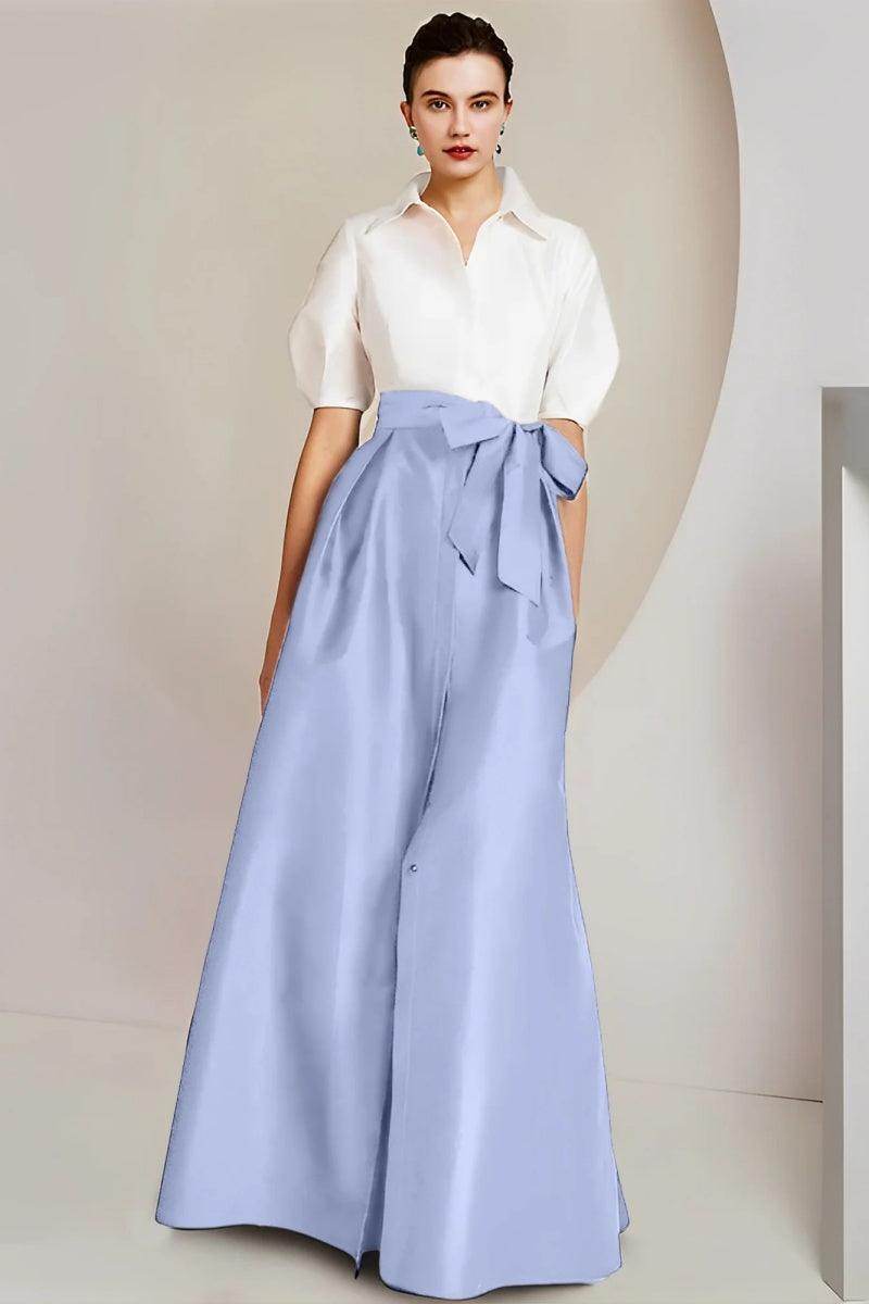 A Line Shirt Collar Short Sleeves Floor Length 2 pieces Mother Dresses CM0347 - COCOMELODY